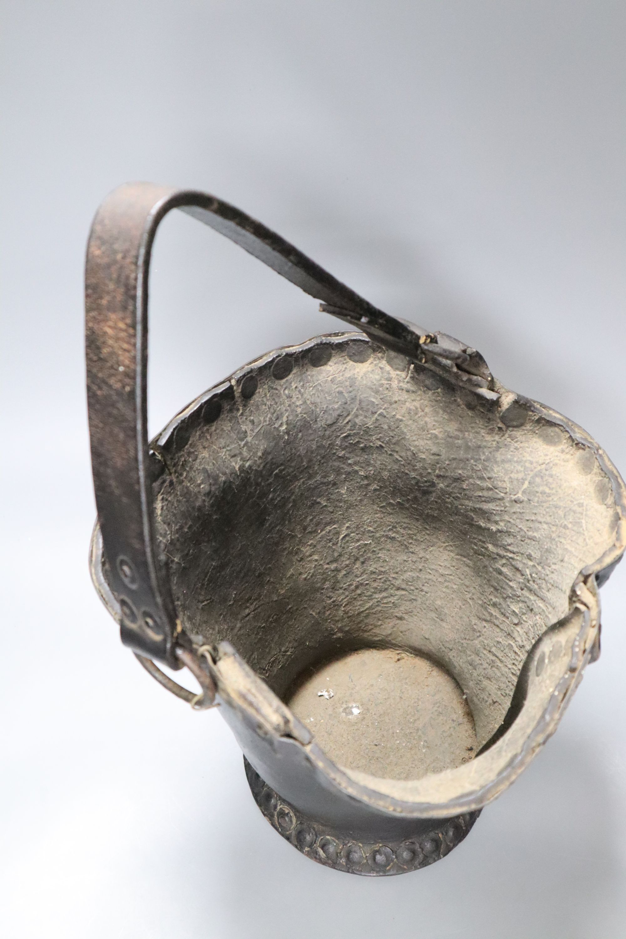 A leather fire bucket, inscribed Victory-GR-1803, height 21cm